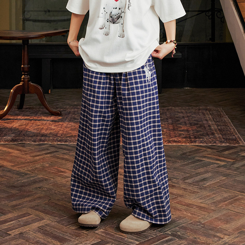 HACR丨harshandcruel韩系慵懒复古格子度假宽松遛狗裤休闲阔腿裤,男装,休闲裤,淘宝优惠券,粉丝福利购,淘宝优惠卷