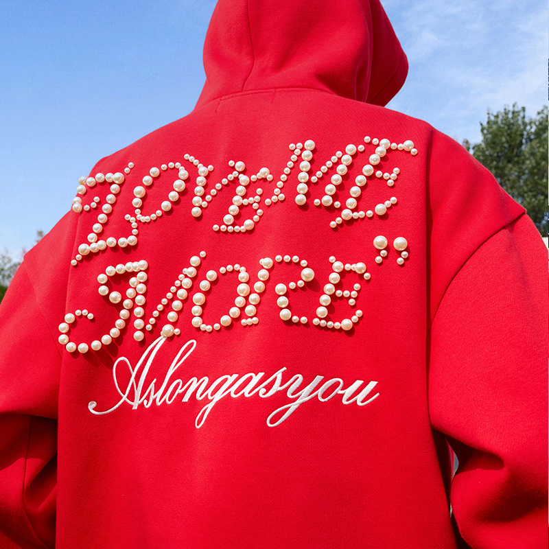 harshandcruel 美式复古街头宽松珍珠手写体排版HACR连帽卫衣