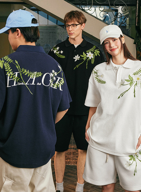 HACR丨harshandcrue2025夏中性植物系刺绣松弛感华夫格短袖POLO衫