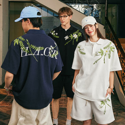 HACR丨harshandcrue2025夏中性植物系刺绣松弛感华夫格短袖POLO衫