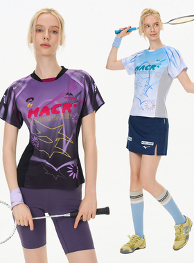 HACR羽毛球吸湿速干全幅印花T恤 都市轻户外运动修身短袖