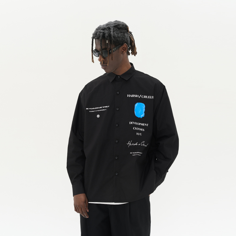 harshandcruel长袖宽松简约衬衣