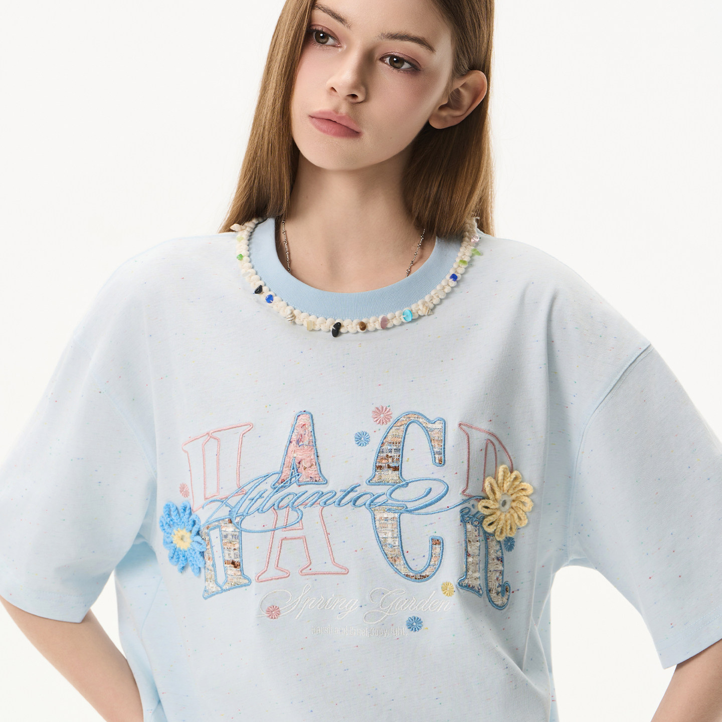 HACR元气贝壳织带小香风贴布T恤 休闲宽松国潮牌短袖男女,男装,T恤,淘宝优惠券,粉丝福利购,淘宝优惠卷