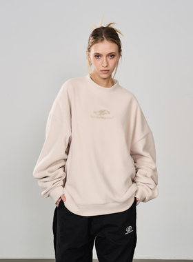 harsh and cruel 美式复古街头感logo刺绣摇粒绒基础宽松圆领卫衣