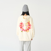 HACR harshandcruel手绘花卉字体排版 可爱宽松休闲小花卫衣