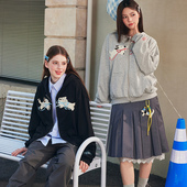 HACR毛绒小狗刺绣连帽开衫 宽松国潮牌潮流情侣帽衫 卫衣 春秋装