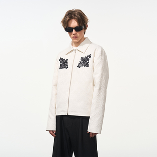 【张欣尧】HACR丨harshandcruel浮雕提花刺绣童军花翻领夹克