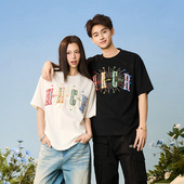 HACR｜harshandcruel彩虹星星刺绣情侣宽松国潮短袖 T恤男女