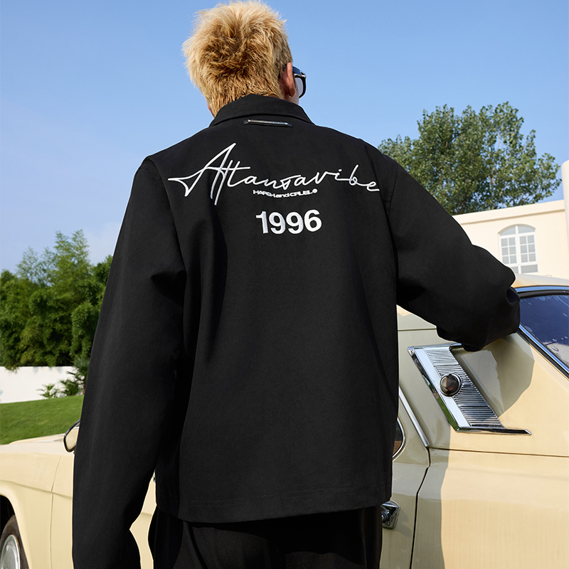 HACR翻领刺绣短宽夹克