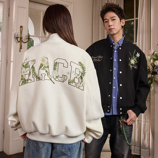HACR丨harshandcruel美式复古球衣字花卉刺绣学院感棒球服外套