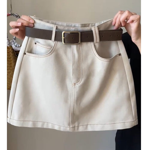 时尚杏色牛仔短裙休闲半身裙