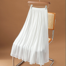 2023新款夏季高级感流光白色爆款半身裙女牛奶珠光气质百褶裙子