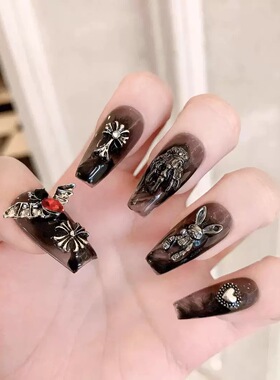 Gold Foil Marble Luxury Reusable False Nail Tips