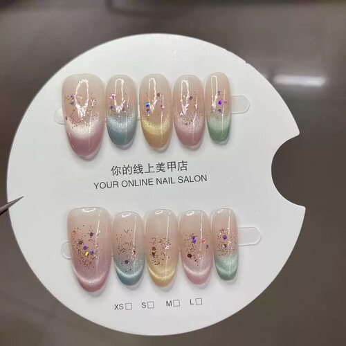 Pastel Ombre Press On Nails with Glitter Accents