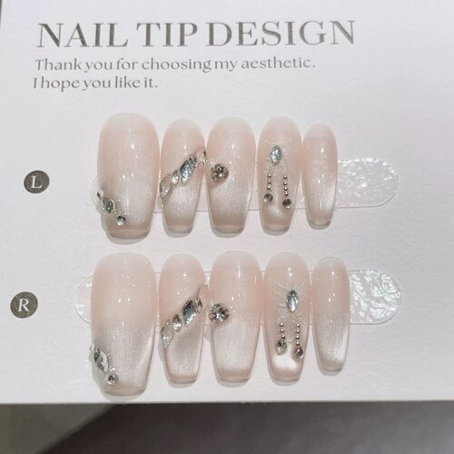 Handmade White French Star Short Nails