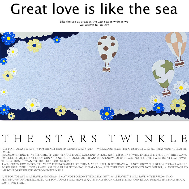 莫兰迪克莱因蓝色系幼儿园主题墙小学黑板报墙贴壁饰无纺布花朵,家居饰品,壁饰,淘宝优惠券,粉丝福利购,淘宝优惠卷