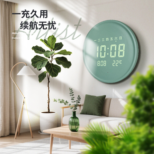 充电款 智能LED数字显示静音挂钟客厅家用电子时钟表挂墙2026新款