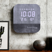 工业风LED数字电子挂钟客厅家用2026新款 挂墙时钟卧室静音钟表