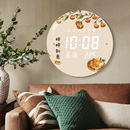 时尚 装 柿柿如意LED时钟表挂钟客厅家用新中式 2024新款 饰静音挂墙