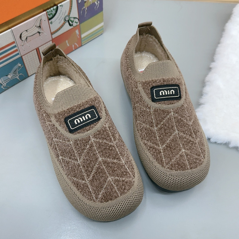 冬季加绒加厚中老年平底舒适棉鞋