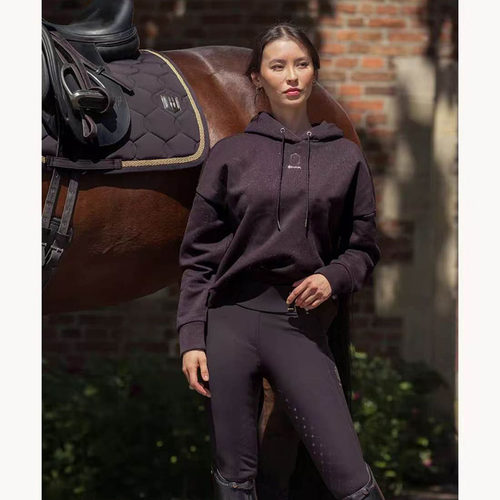 春秋马术连帽卫衣女加绒加厚