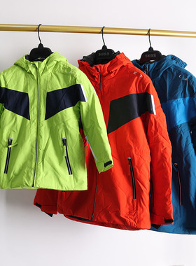 儿童滑雪服 户外防风防水透气加绒保暖单双板滑雪衣裤 冲锋衣j31