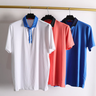夏季 柔软舒适四面弹速干冷感透气Golf球服 运动高尔夫Polo衫 男