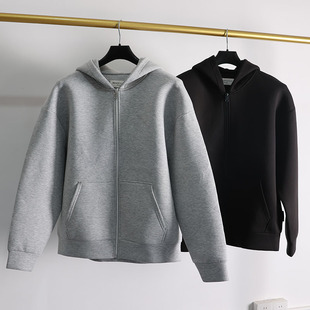 休闲连帽拉链开衫 宽松空气层保暖运动夹克d14 卫衣外套男