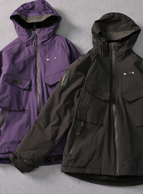 户外运动夹克男 秋冬加绒保暖连帽多口袋防刮耐磨徒步登山服