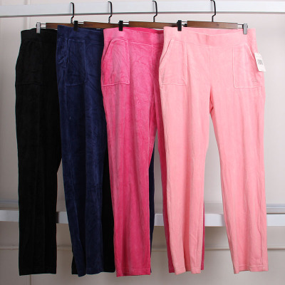 高腰甜美显瘦长裤糖果色高腰
