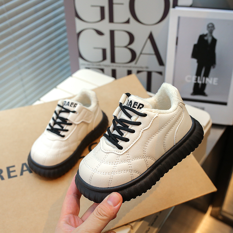 秋冬男童女童保暖魔术贴板鞋