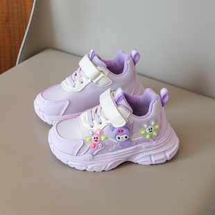 学步鞋 女童运动鞋 库洛米老爹鞋 闪灯皮面网红爆款 软底2024秋新款