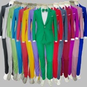 彩色西装 伴舞DJ演出服男歌手套装 年会跳舞蹈大合唱团体西服多巴胺