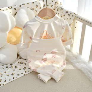 婴幼儿纯棉秋衣套装a类高腰分体保暖贴身内衣家居服宝宝秋衣秋裤