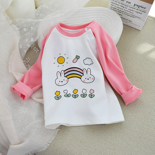 宝宝秋衣上衣秋冬舒绒棉保暖打底长袖贴身睡卫衣男女童婴幼儿内衣