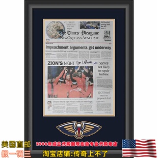 美国代购 鹈鹕 锡安 威廉森 亲笔签名1/23/20泰晤士报报纸 有认证