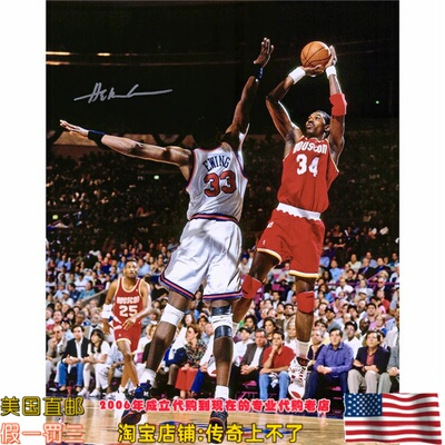 美国代购 火箭队 奥拉朱旺 亲笔签名 亲签照片海报 Fanatics认证