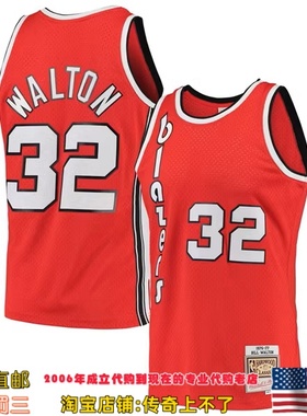 美国代购 开拓者 mitchellness Swingman球迷版77赛季球衣-沃尔顿