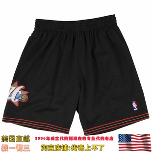 美国代购 76人队 MitchellNess 01赛季 Swingman球迷版运动球裤