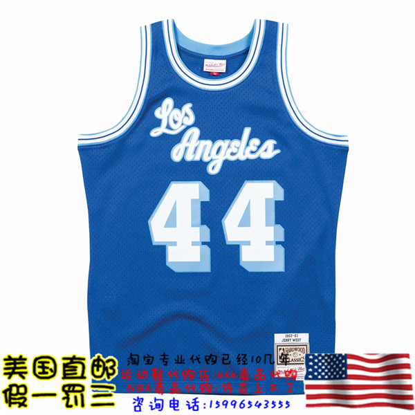 美国代购湖人队mitchellness Swingman球迷版 61赛季球衣-韦斯特