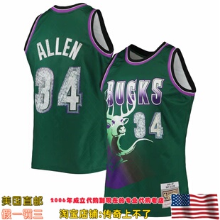 美国代购 雄鹿队 mitchellness Swingman球迷版75周年球衣-雷阿伦