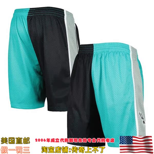 美国代购 马刺队 mitchellness 98 Split Swingman球迷版运动球裤