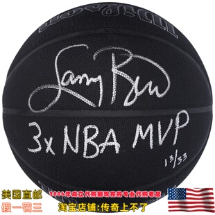 美国代购 凯尔特人队 伯德 亲笔签名带铭文黑色篮球 Fanatics认证
