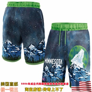 美国代购 明尼苏达森林狼 NBA x KidSuper Studios联名款运动球裤