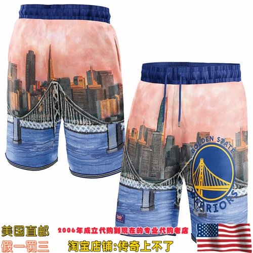 美国代购 金州勇士队 NBA x KidSuper Studios 联名款运动球裤