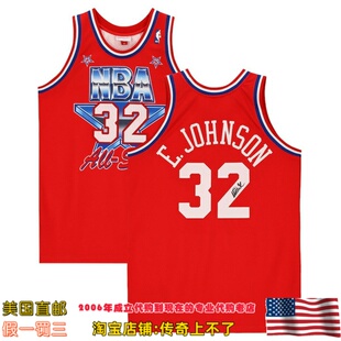 美国代购 湖人队 魔术师 约翰逊 亲笔签名91年全明星球员版AU球衣