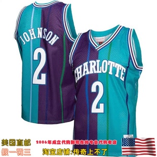 美国代购 黄蜂队 mitchellness Split Swingman球迷版球衣-约翰逊