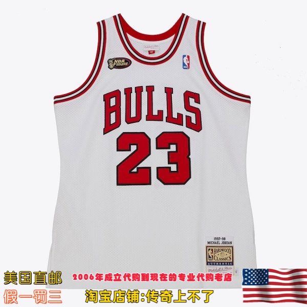 美国直邮 公牛队 mitchell ness Authentic球员版98赛季球衣-乔丹