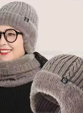 针织帽冬天老人帽子女冬