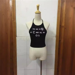 women clotheseaby欧美风女装新品圆领吊带字母印花小背心清仓
